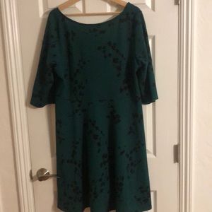 Green and black fit and flare dress 2X